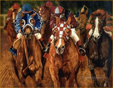 horse cats Painting - horse race portrait